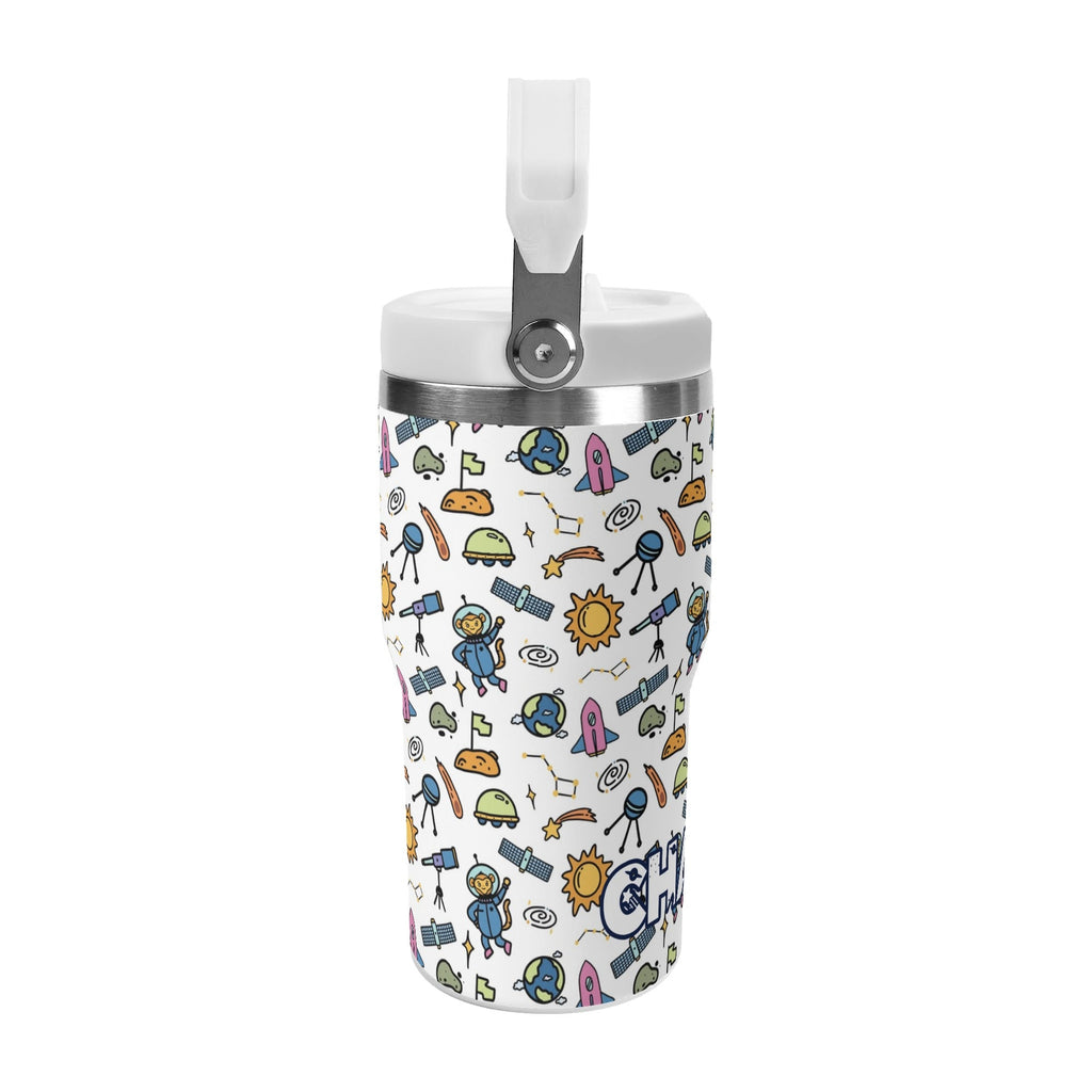 Personalised Monkey Astronaut In Space 20oz Stainless Steel Tumbler Screw On Lid With Straw Personalised 20oz Tumbler with Top Handle kids Printed Offshore Space