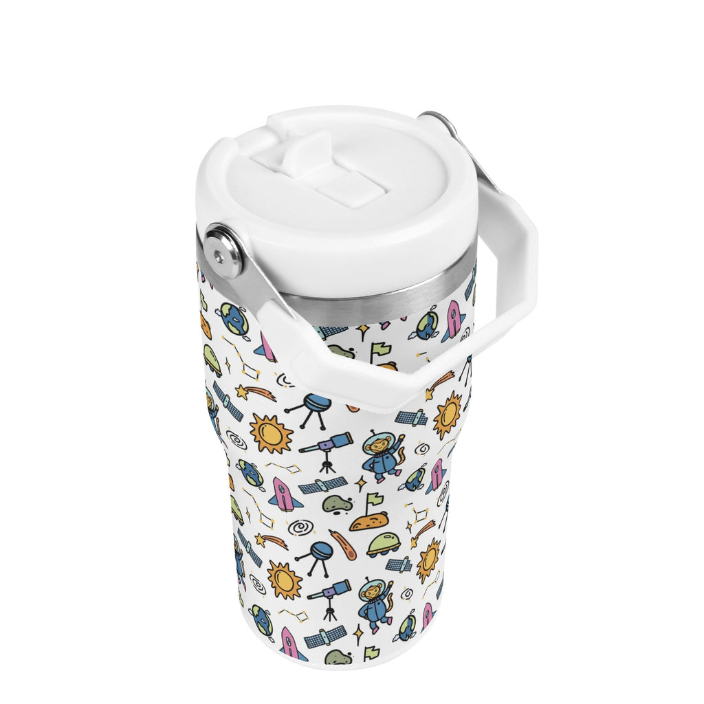 Personalised Monkey Astronaut In Space 20oz Stainless Steel Tumbler Screw On Lid With Straw Personalised 20oz Tumbler with Top Handle kids Printed Offshore Space