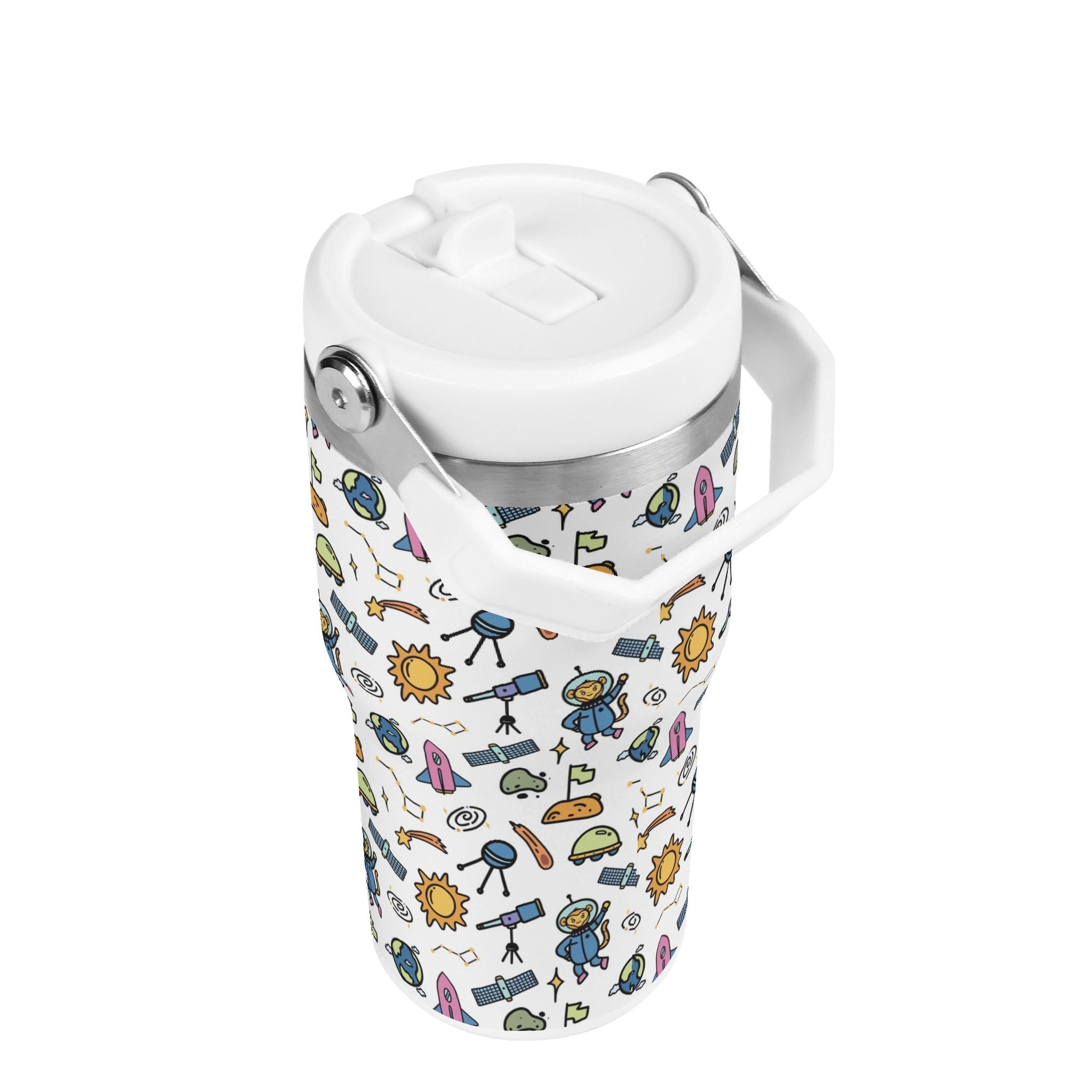 Personalised Monkey Astronaut In Space 20oz Stainless Steel Tumbler Screw On Lid With Straw Personalised 20oz Tumbler with Top Handle kids Printed Offshore Space