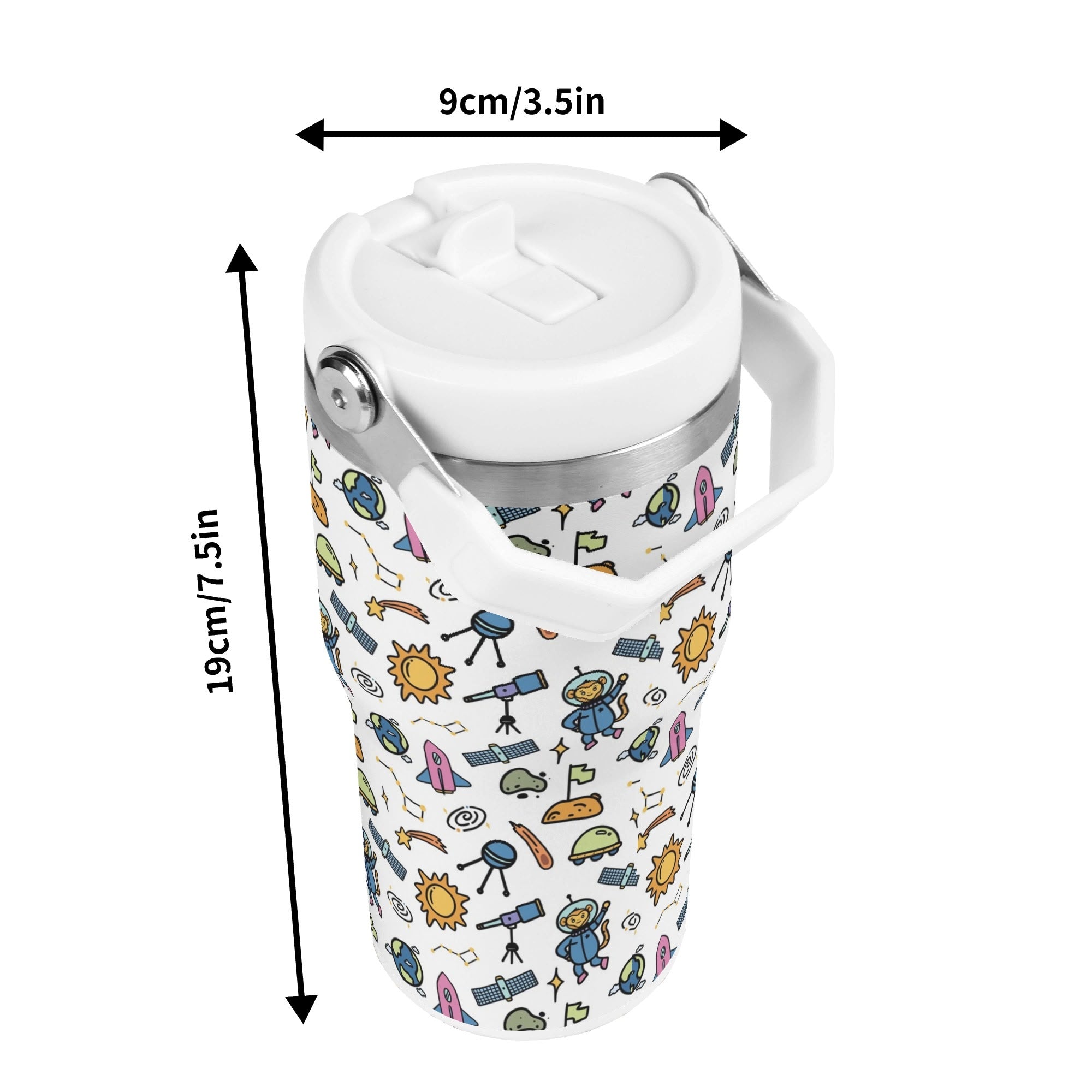 Personalised Monkey Astronaut In Space 20oz Stainless Steel Tumbler Screw On Lid With Straw Personalised 20oz Tumbler with Top Handle kids Printed Offshore Space