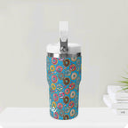Personalised Doughnuts on Blue 20oz Stainless Steel Tumbler Screw On Lid With Straw Personalised 20oz Tumbler with Top Handle Food Printed Offshore