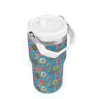 Personalised Doughnuts on Blue 20oz Stainless Steel Tumbler Screw On Lid With Straw Personalised 20oz Tumbler with Top Handle Food Printed Offshore