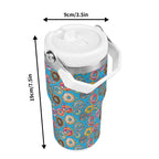 Personalised Doughnuts on Blue 20oz Stainless Steel Tumbler Screw On Lid With Straw Personalised 20oz Tumbler with Top Handle Food Printed Offshore