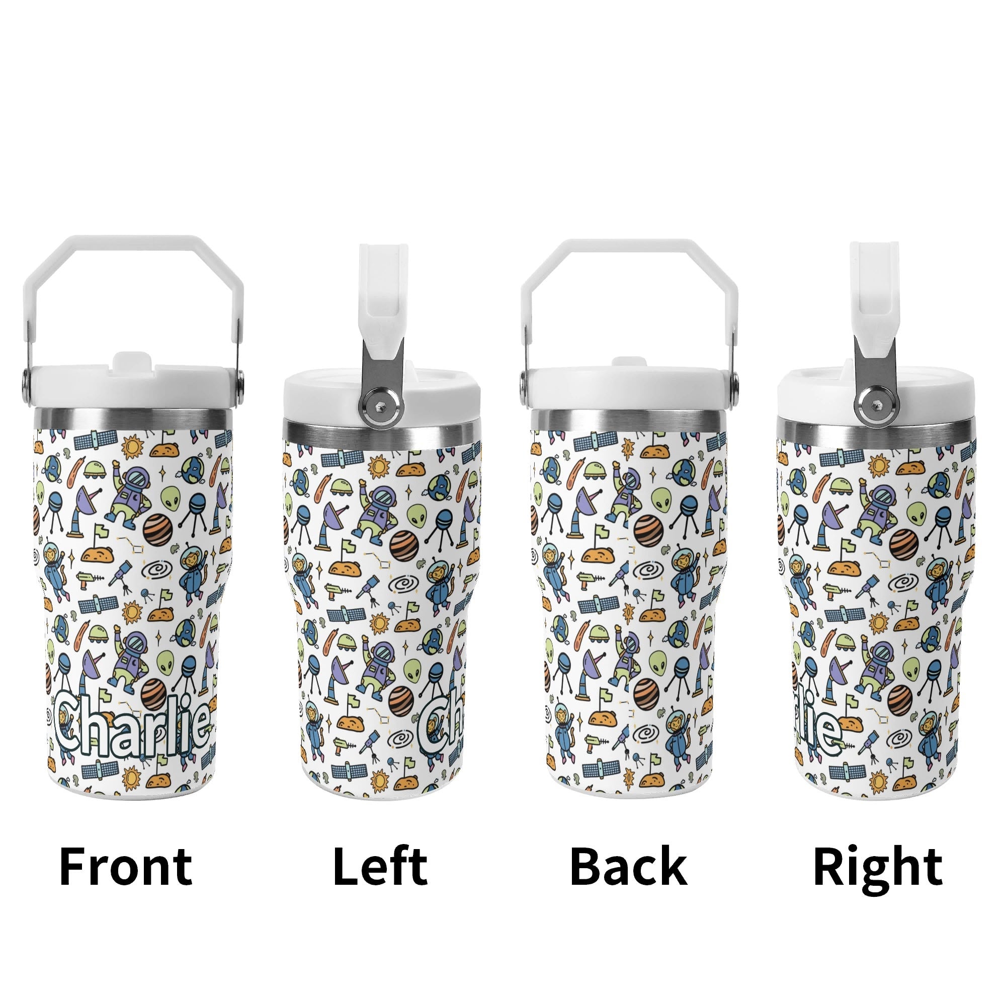 Personalised All About Space 20oz Stainless Steel Tumbler Screw On Lid With Straw Personalised 20oz Tumbler with Top Handle kids Printed Offshore Space