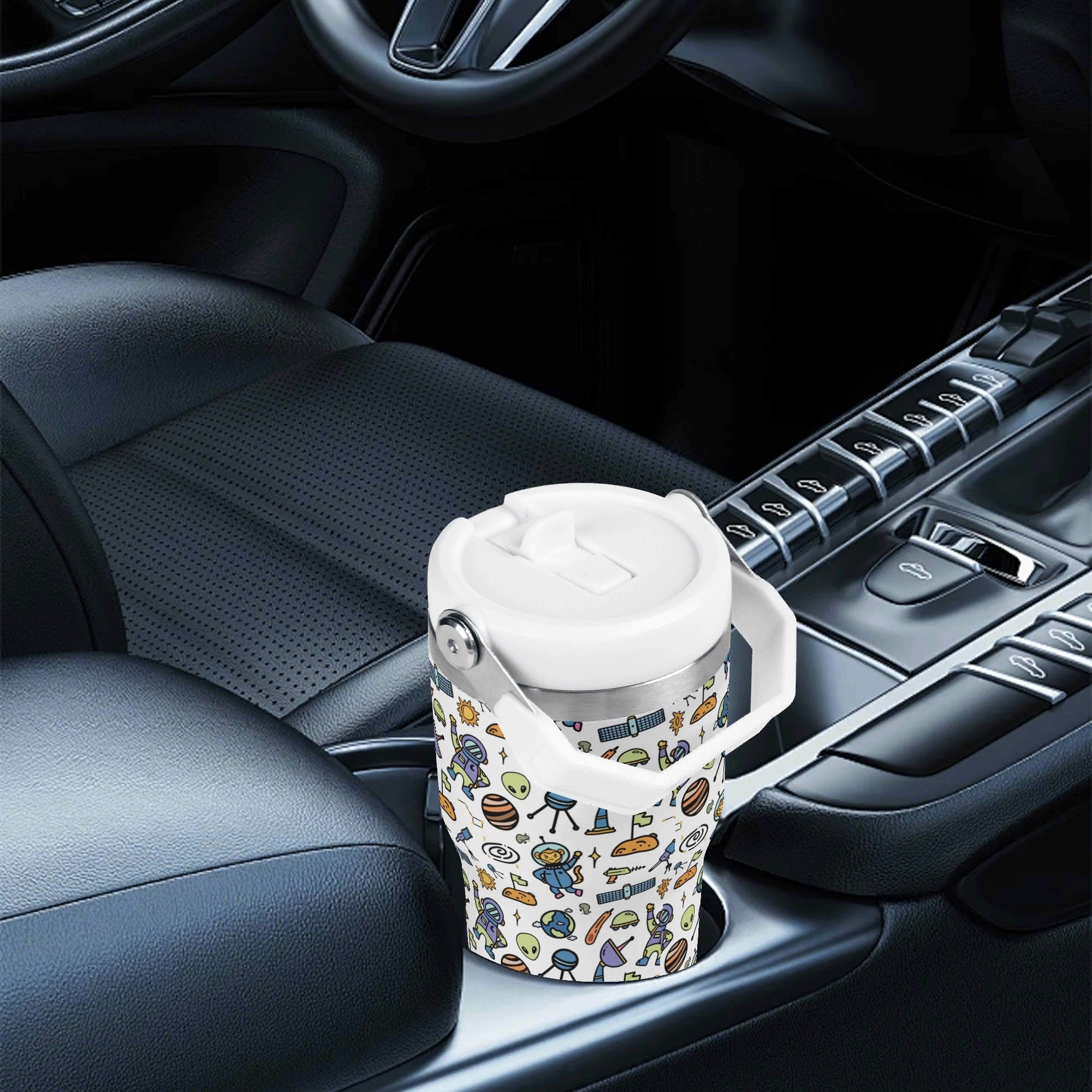 Personalised - All About Space - 20oz Stainless Steel Tumbler Screw On Lid With Straw Personalised 20oz Tumbler with Top Handle kids Printed Offshore Space