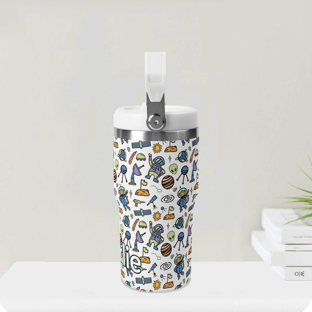 Personalised All About Space 20oz Stainless Steel Tumbler Screw On Lid With Straw Personalised 20oz Tumbler with Top Handle kids Printed Offshore Space