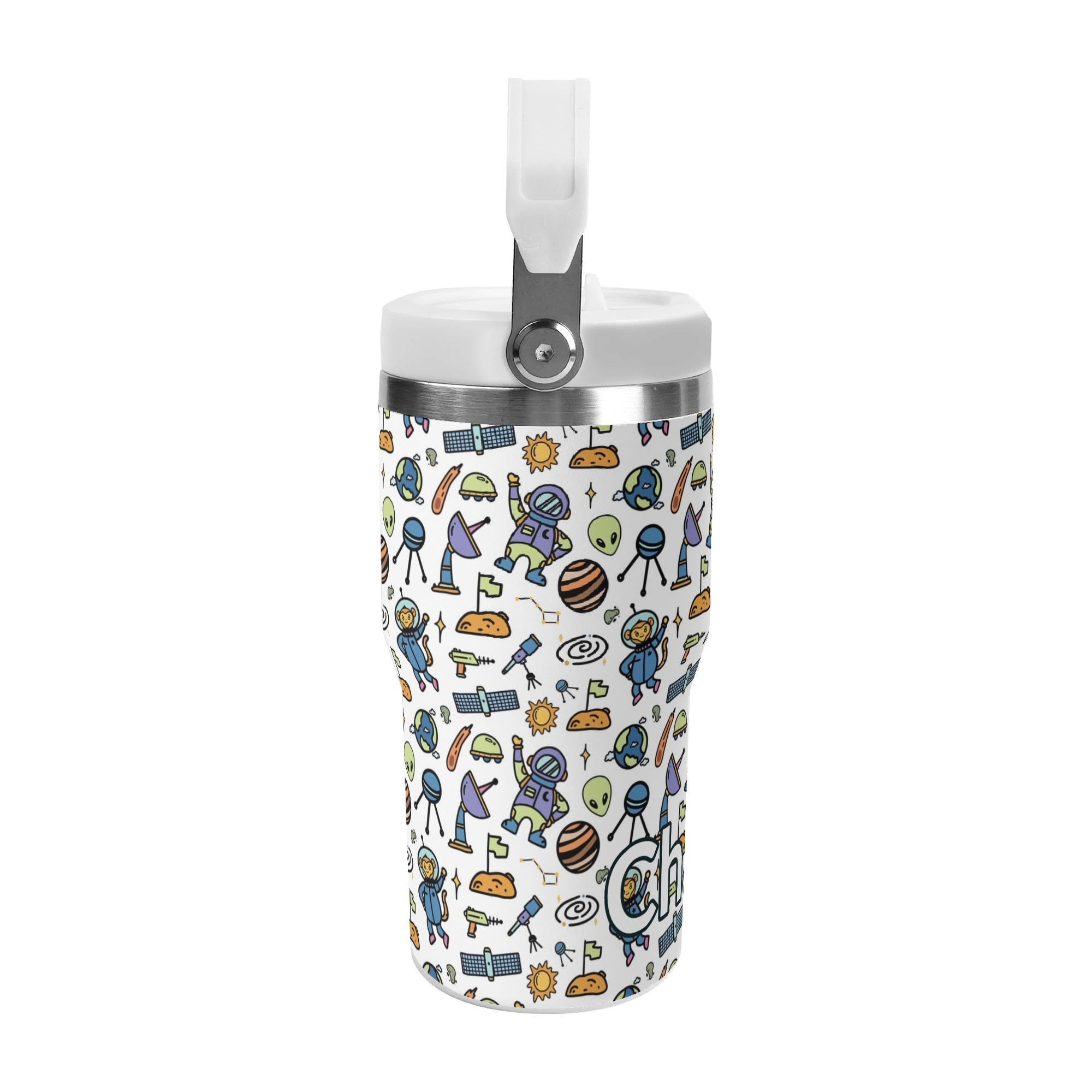 Personalised All About Space 20oz Stainless Steel Tumbler Screw On Lid With Straw Personalised 20oz Tumbler with Top Handle kids Printed Offshore Space