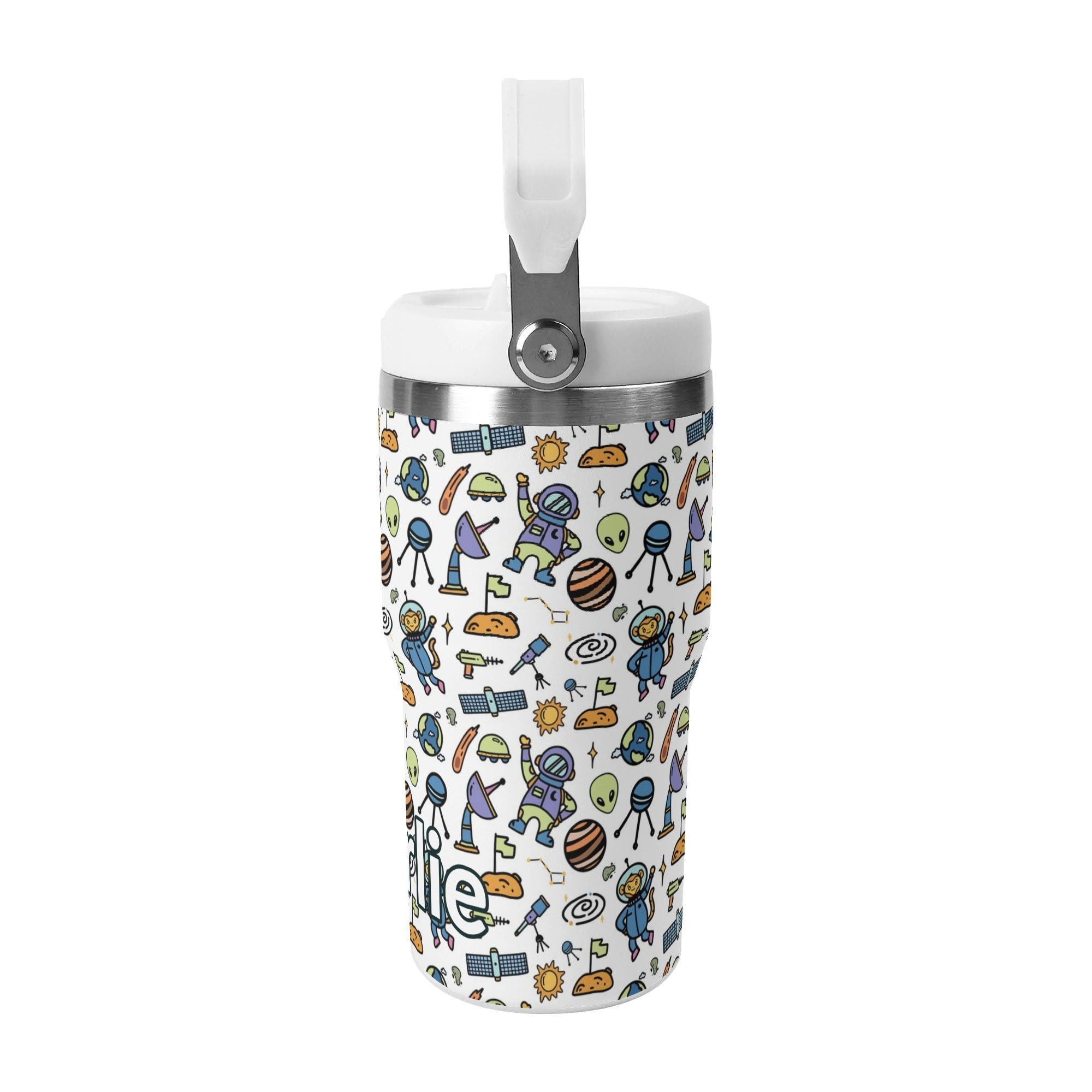 Personalised All About Space 20oz Stainless Steel Tumbler Screw On Lid With Straw Personalised 20oz Tumbler with Top Handle kids Printed Offshore Space