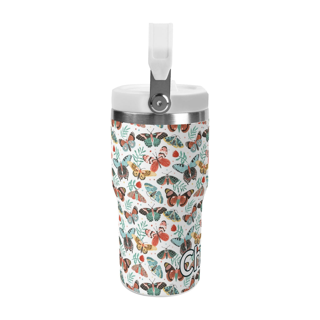 Personalised Pretty Moths And Butterflies 20oz Stainless Steel Tumbler Screw On Lid With Straw Personalised 20oz Tumbler with Top Handle animal Printed Offshore