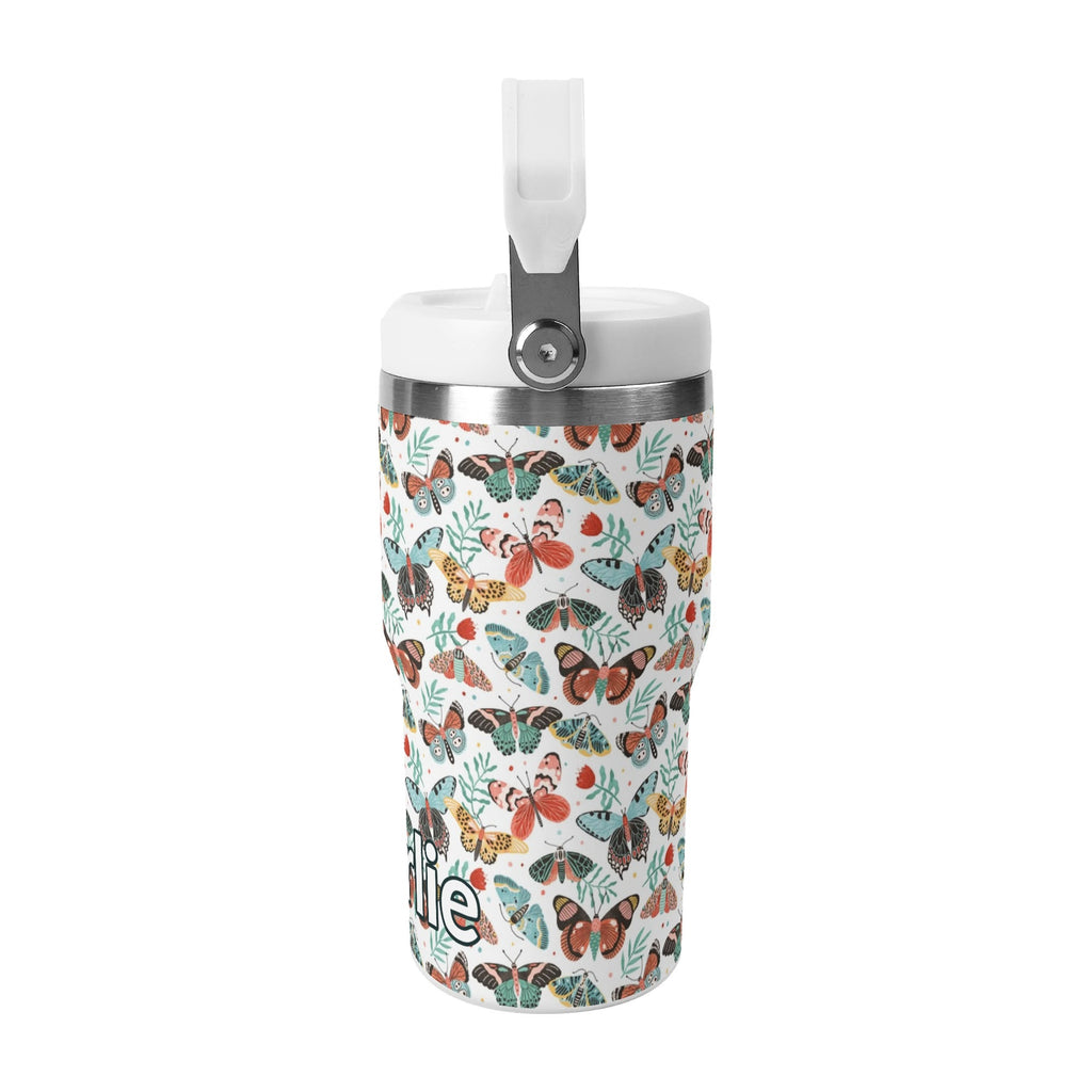 Personalised Pretty Moths And Butterflies 20oz Stainless Steel Tumbler Screw On Lid With Straw Personalised 20oz Tumbler with Top Handle animal Printed Offshore