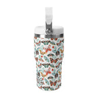 Personalised Pretty Moths And Butterflies 20oz Stainless Steel Tumbler Screw On Lid With Straw Personalised 20oz Tumbler with Top Handle animal Printed Offshore