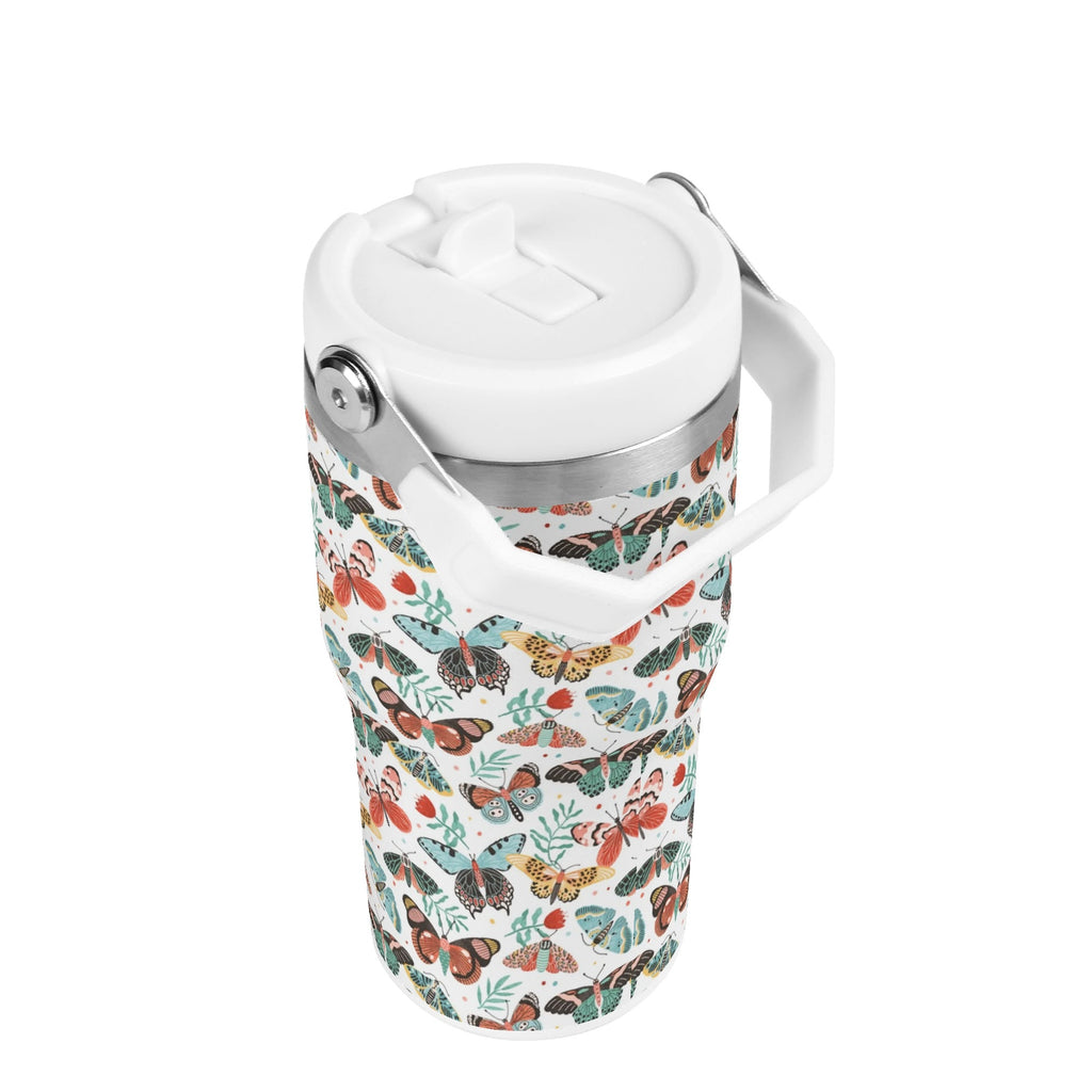 Personalised Pretty Moths And Butterflies 20oz Stainless Steel Tumbler Screw On Lid With Straw Personalised 20oz Tumbler with Top Handle animal Printed Offshore