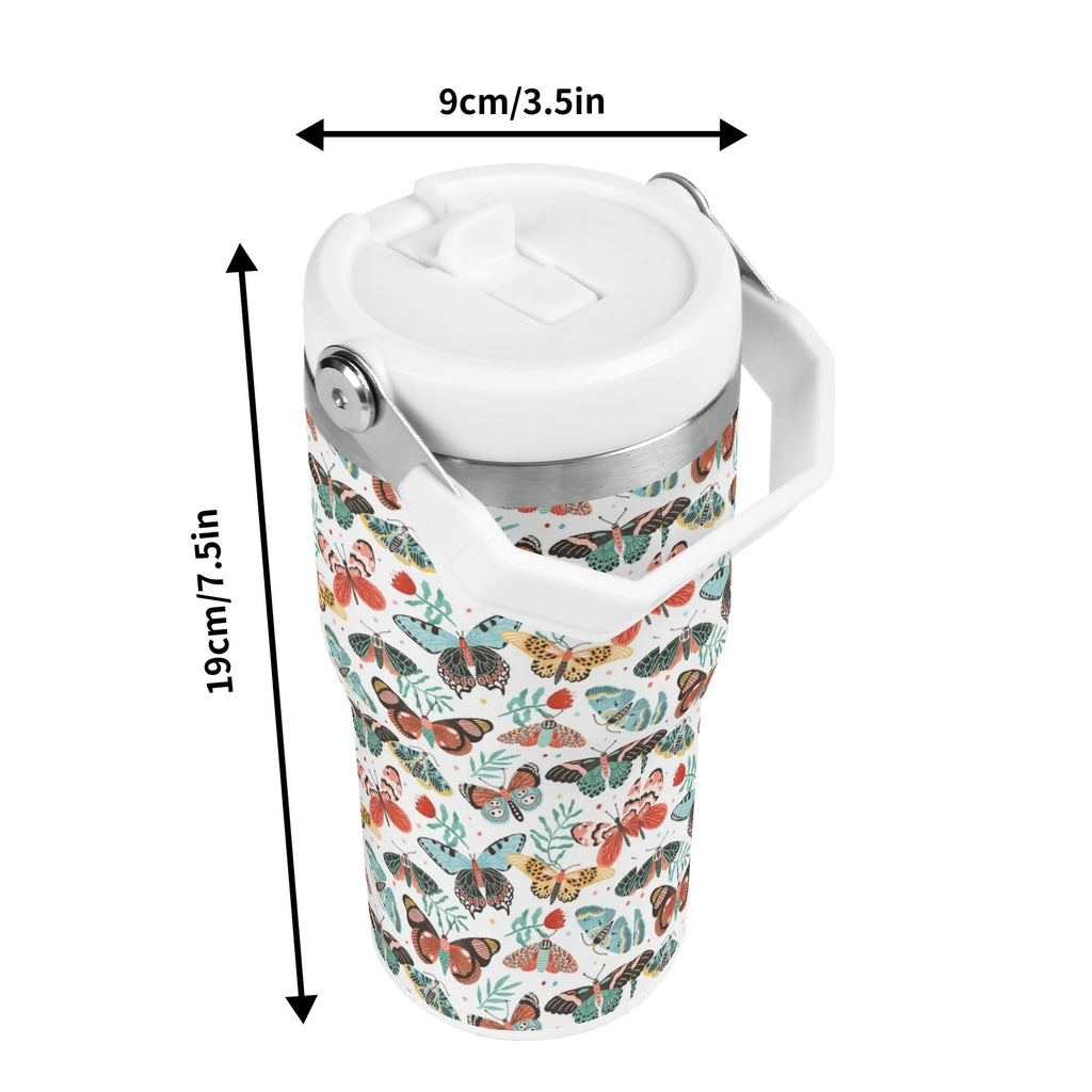 Personalised Pretty Moths And Butterflies 20oz Stainless Steel Tumbler Screw On Lid With Straw Personalised 20oz Tumbler with Top Handle animal Printed Offshore