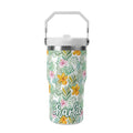 Personalised Tropical Flowers And Leaves 20oz Stainless Steel Tumbler Screw On Lid With Straw Default Title Personalised 20oz Tumbler with Top Handle Plants Printed Offshore