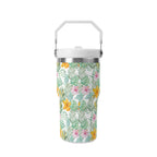 Personalised Tropical Flowers And Leaves 20oz Stainless Steel Tumbler Screw On Lid With Straw Personalised 20oz Tumbler with Top Handle Plants Printed Offshore