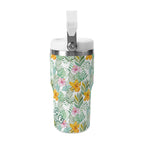 Personalised Tropical Flowers And Leaves 20oz Stainless Steel Tumbler Screw On Lid With Straw Personalised 20oz Tumbler with Top Handle Plants Printed Offshore