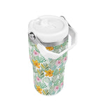 Personalised Tropical Flowers And Leaves 20oz Stainless Steel Tumbler Screw On Lid With Straw Personalised 20oz Tumbler with Top Handle Plants Printed Offshore