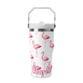 Personalised Flamingo 20oz Stainless Steel Tumbler Screw On Lid With Straw Default Title Personalised 20oz Tumbler with Top Handle animal Printed Offshore