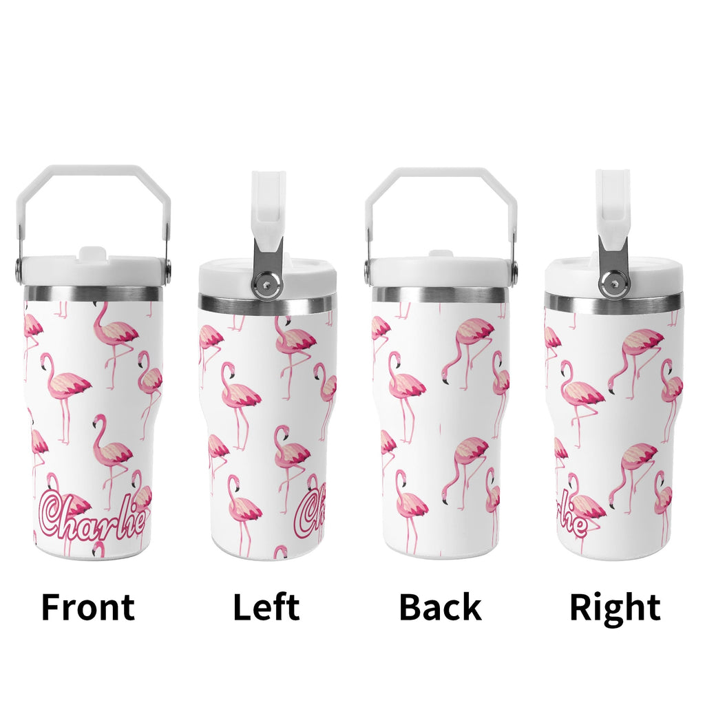 Personalised Flamingo 20oz Stainless Steel Tumbler Screw On Lid With Straw Personalised 20oz Tumbler with Top Handle animal Printed Offshore