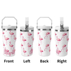 Personalised Flamingo 20oz Stainless Steel Tumbler Screw On Lid With Straw Personalised 20oz Tumbler with Top Handle animal Printed Offshore