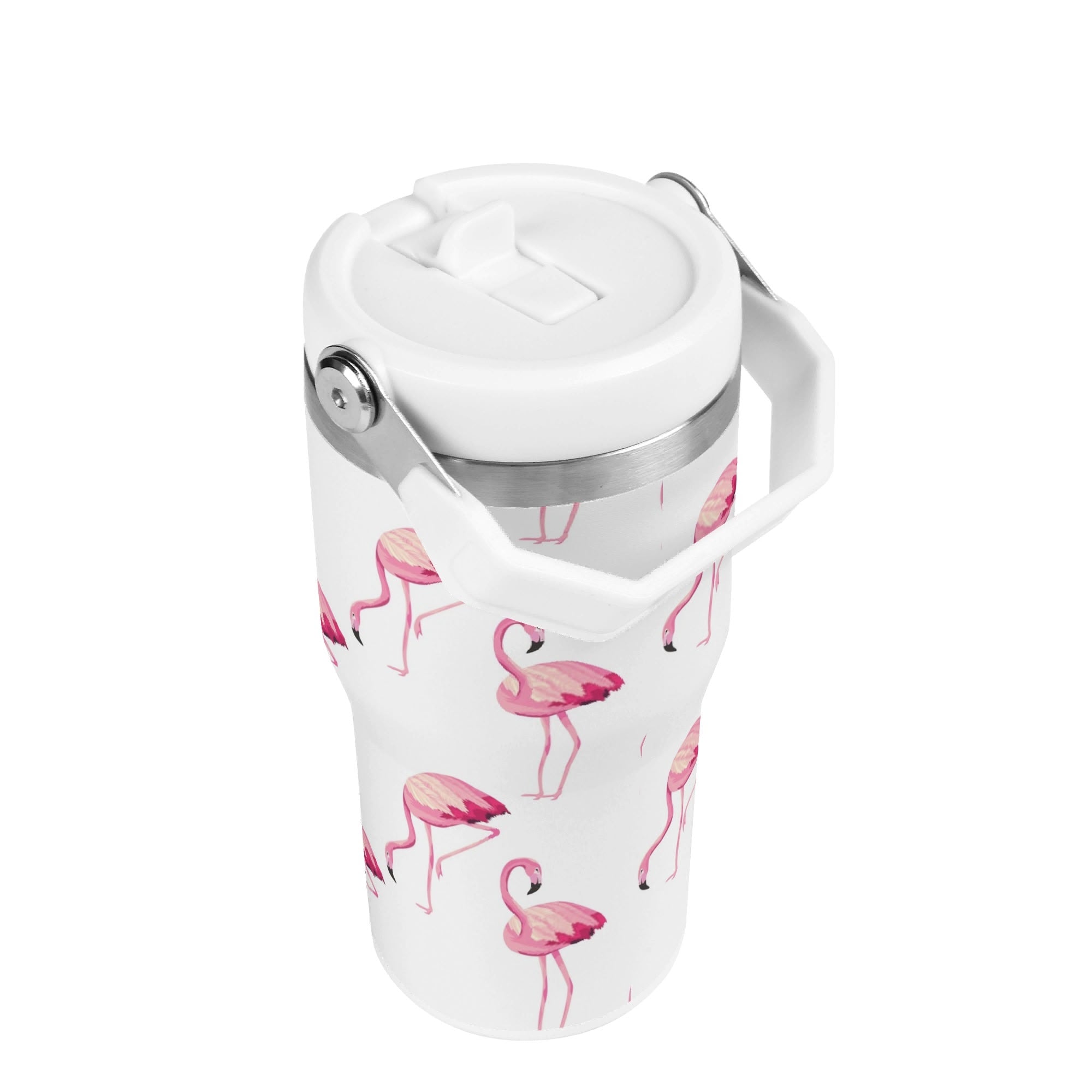 Personalised Flamingo 20oz Stainless Steel Tumbler Screw On Lid With Straw Personalised 20oz Tumbler with Top Handle animal Printed Offshore
