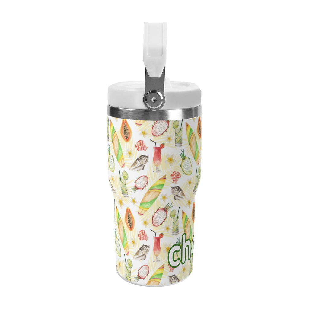 Personalised Tropical Surf 20oz Stainless Steel Tumbler Screw On Lid With Straw Personalised 20oz Tumbler with Top Handle Printed Offshore Surf