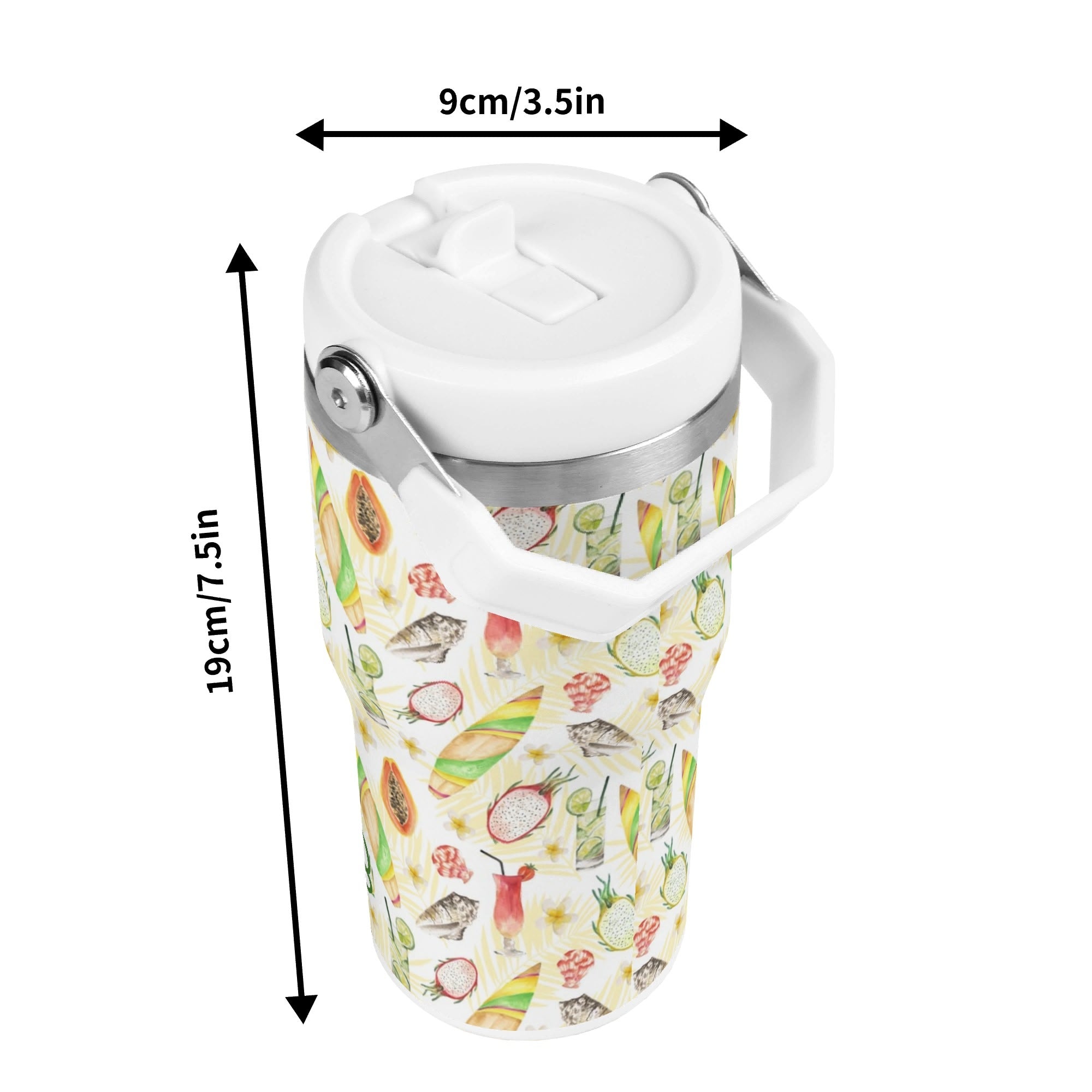Personalised Tropical Surf 20oz Stainless Steel Tumbler Screw On Lid With Straw Personalised 20oz Tumbler with Top Handle Printed Offshore Surf