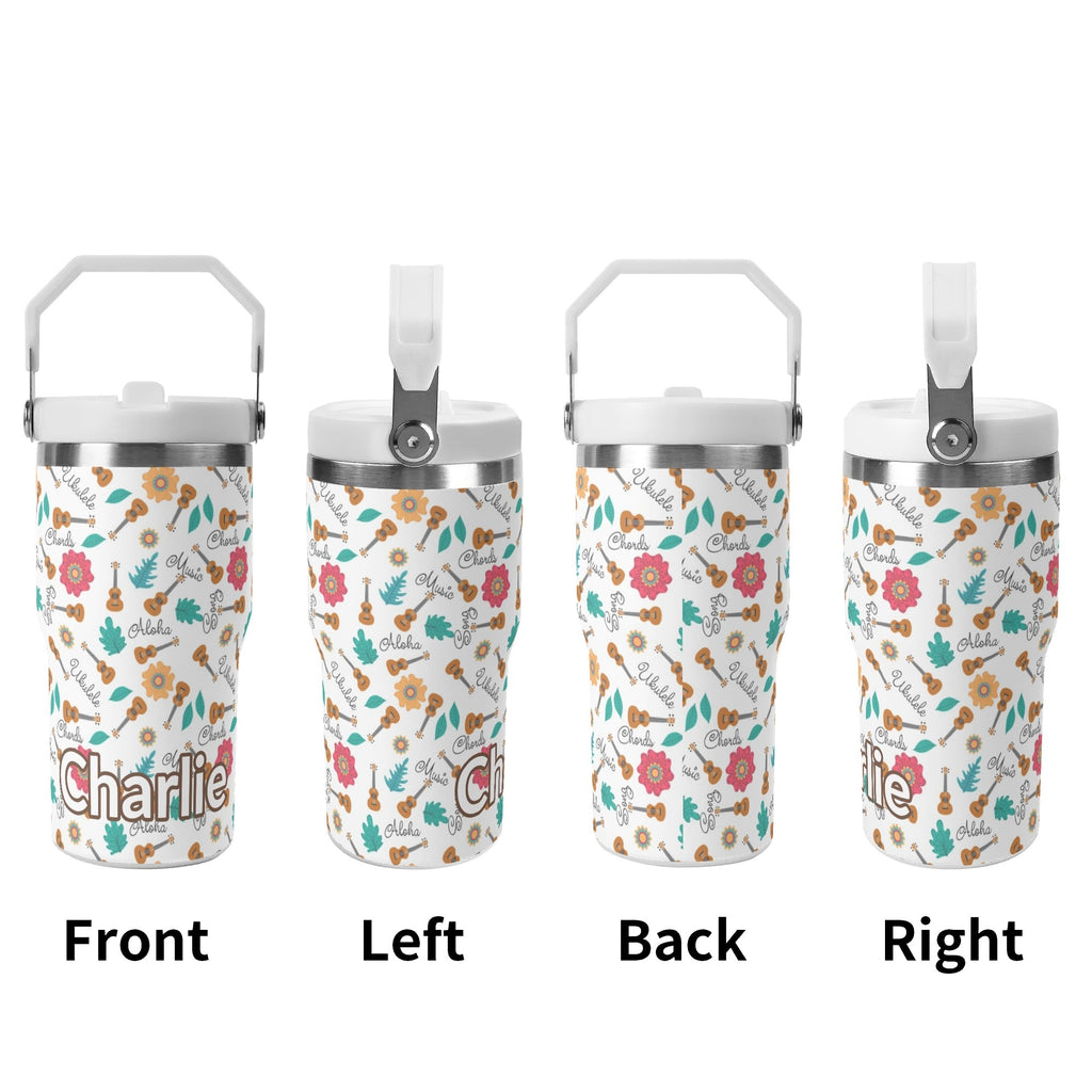 Personalised Ukulele 20oz Stainless Steel Tumbler Screw On Lid With Straw Personalised 20oz Tumbler with Top Handle Music Printed Offshore