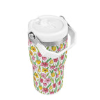 Personalised Pink And Yellow Floral 20oz Stainless Steel Tumbler Screw On Lid With Straw Personalised 20oz Tumbler with Top Handle Plants Printed Offshore