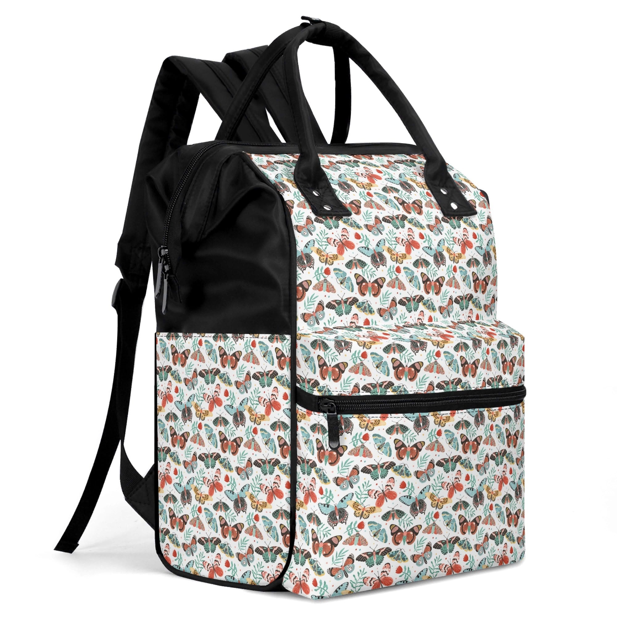 Pretty Moths And Butterflies Multi Pocket Backpack Multi Pocket Backpack animal Printed Offshore