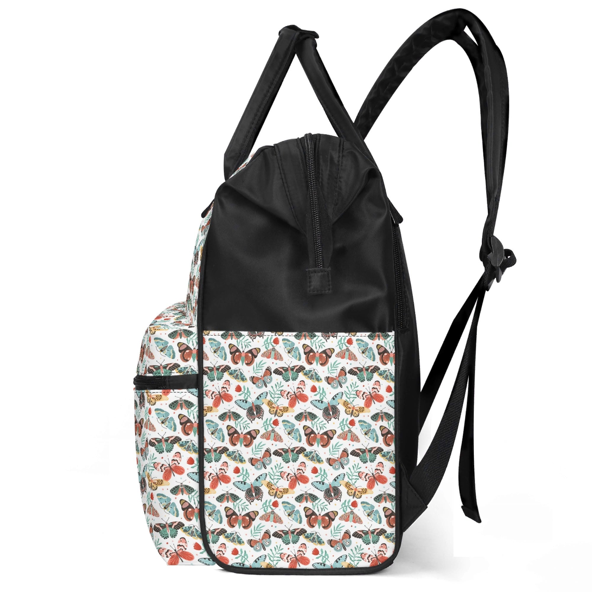 Pretty Moths And Butterflies Multi Pocket Backpack Multi Pocket Backpack animal Printed Offshore