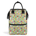 Tropical Flowers On White Multi Pocket Backpack Default Title Multi Pocket Backpack Plants Printed Offshore