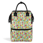 Tropical Flowers On White Multi Pocket Backpack Default Title Multi Pocket Backpack Plants Printed Offshore