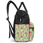 Tropical Flowers On White Multi Pocket Backpack Multi Pocket Backpack Plants Printed Offshore