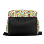 Tropical Flowers On White Multi Pocket Backpack Multi Pocket Backpack Plants Printed Offshore