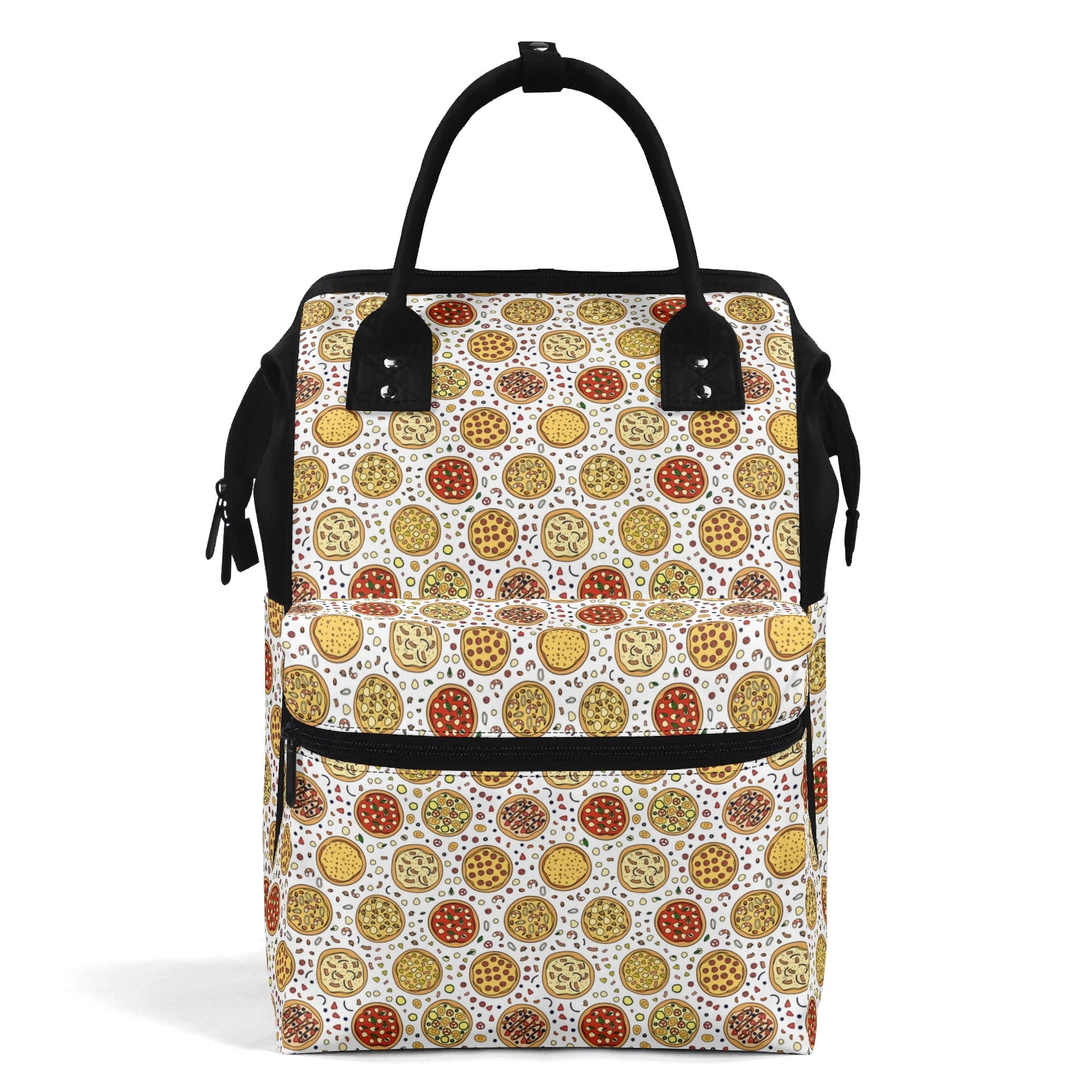 Round Pizzas On White Multi Pocket Backpack Default Title Multi Pocket Backpack Food Printed Offshore
