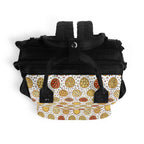 Round Pizzas On White Multi Pocket Backpack Multi Pocket Backpack Food Printed Offshore