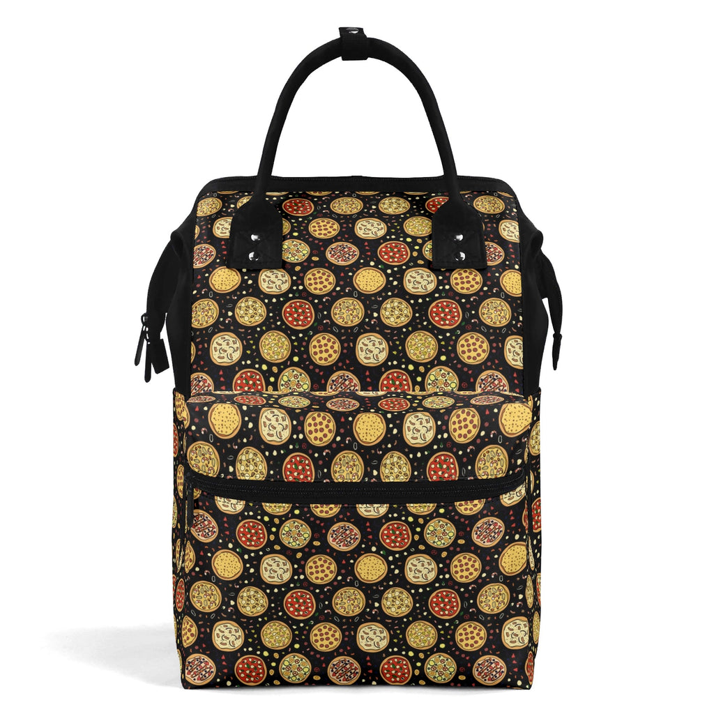 Round Pizzas On Black Multi Pocket Backpack Default Title Multi Pocket Backpack Food Printed Offshore