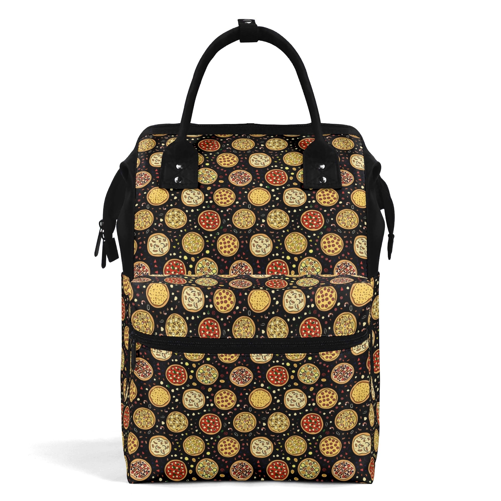 Round Pizzas On Black Multi Pocket Backpack Default Title Multi Pocket Backpack Food Printed Offshore