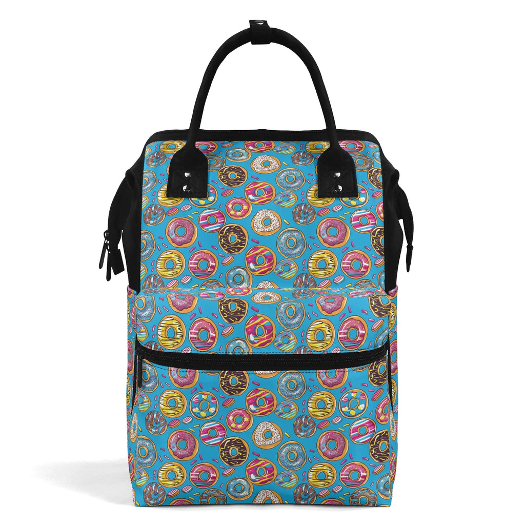 Colourful Doughnuts On Blue Multi Pocket Backpack Default Title Multi Pocket Backpack Food Printed Offshore