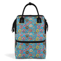 Colourful Doughnuts On Blue Multi Pocket Backpack Default Title Multi Pocket Backpack Food Printed Offshore