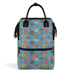 Colourful Doughnuts On Blue Multi Pocket Backpack Default Title Multi Pocket Backpack Food Printed Offshore