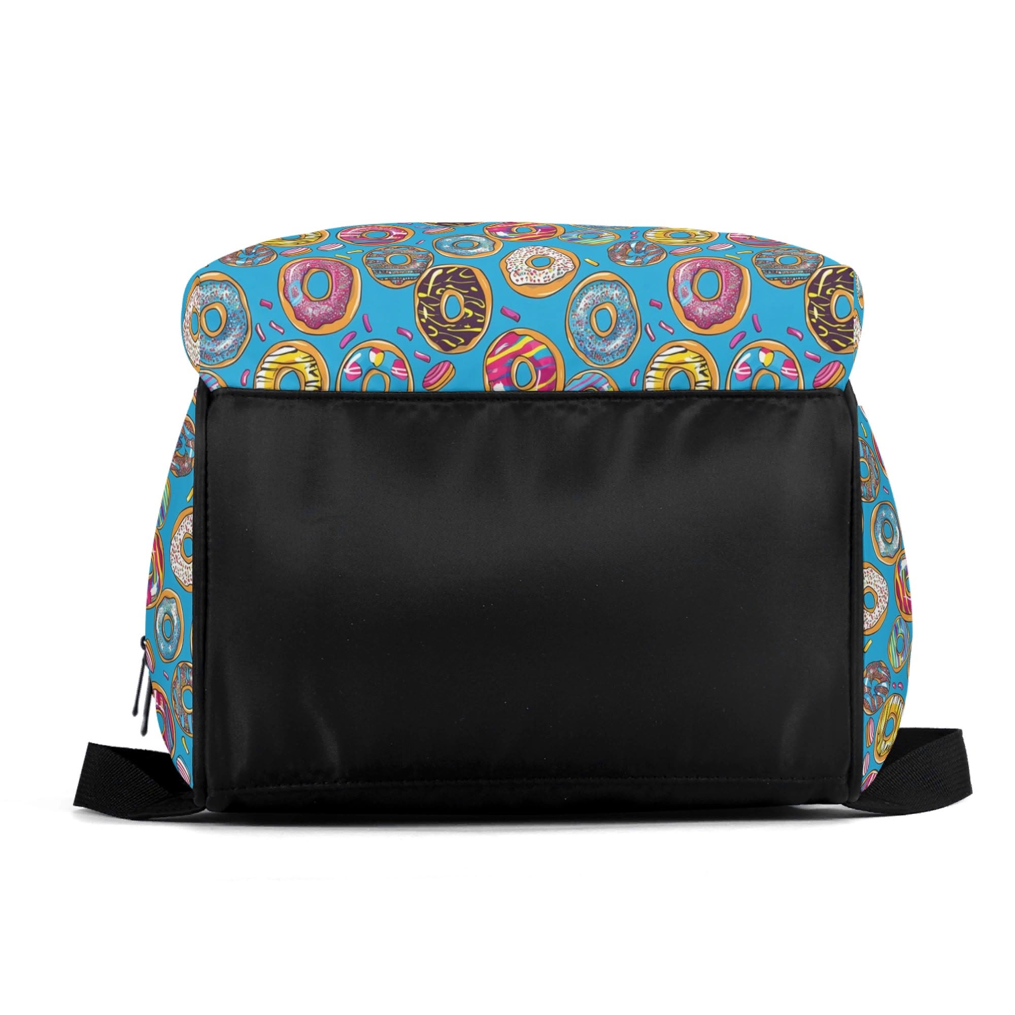 Colourful Doughnuts On Blue Multi Pocket Backpack Multi Pocket Backpack Food Printed Offshore