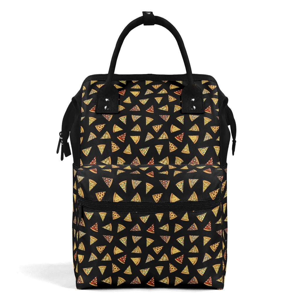 Pizza Slices On Black Multi Pocket Backpack Default Title Multi Pocket Backpack Food Printed Offshore