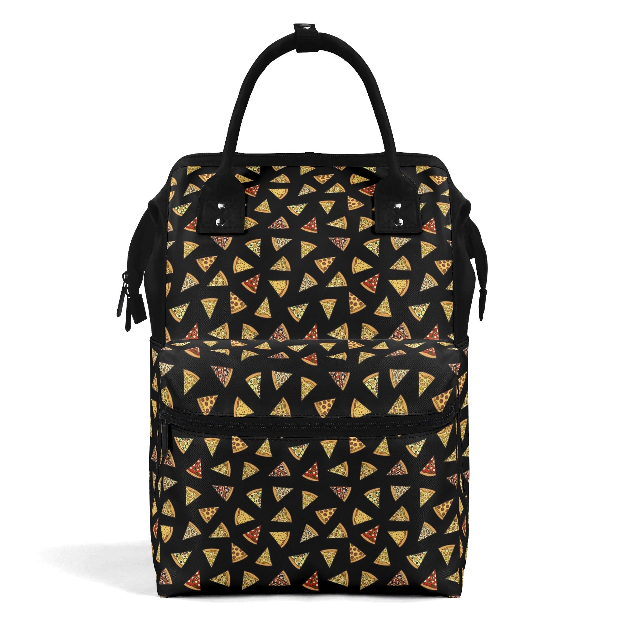 Pizza Slices On Black Multi Pocket Backpack Default Title Multi Pocket Backpack Food Printed Offshore