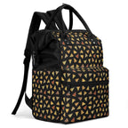 Pizza Slices On Black Multi Pocket Backpack Multi Pocket Backpack Food Printed Offshore