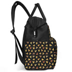 Pizza Slices On Black Multi Pocket Backpack Multi Pocket Backpack Food Printed Offshore