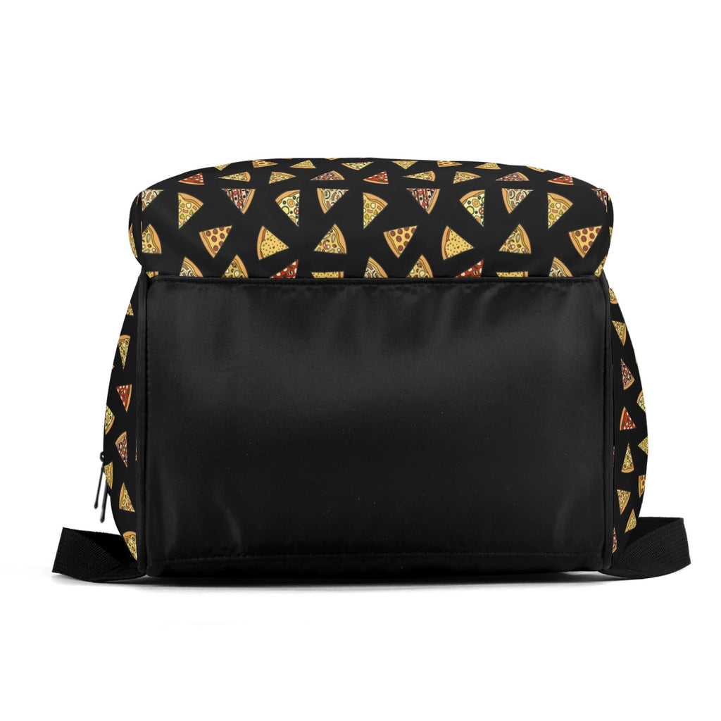 Pizza Slices On Black Multi Pocket Backpack Multi Pocket Backpack Food Printed Offshore