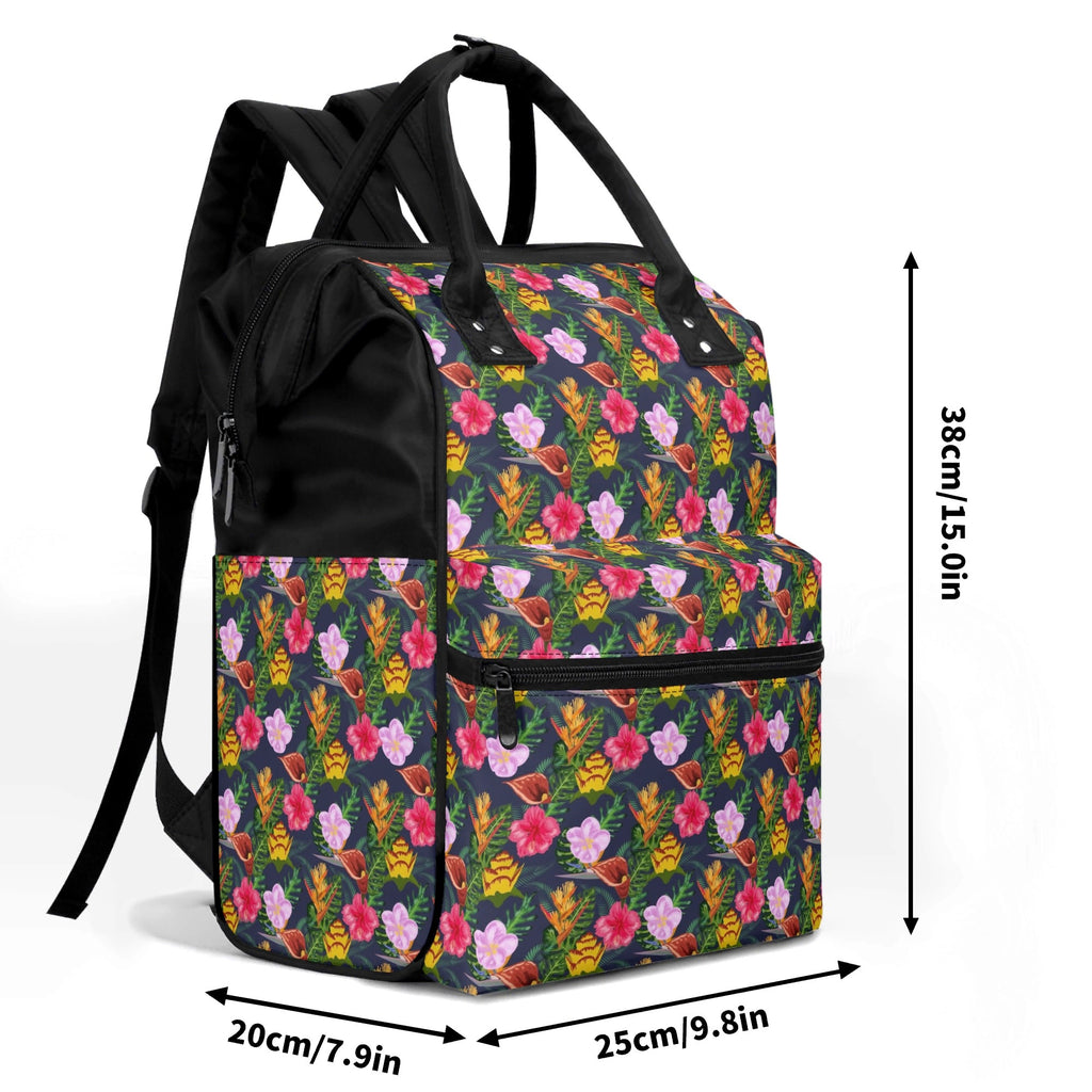 Tropical Floral Multi Pocket Backpack Multi Pocket Backpack Plants Printed Offshore