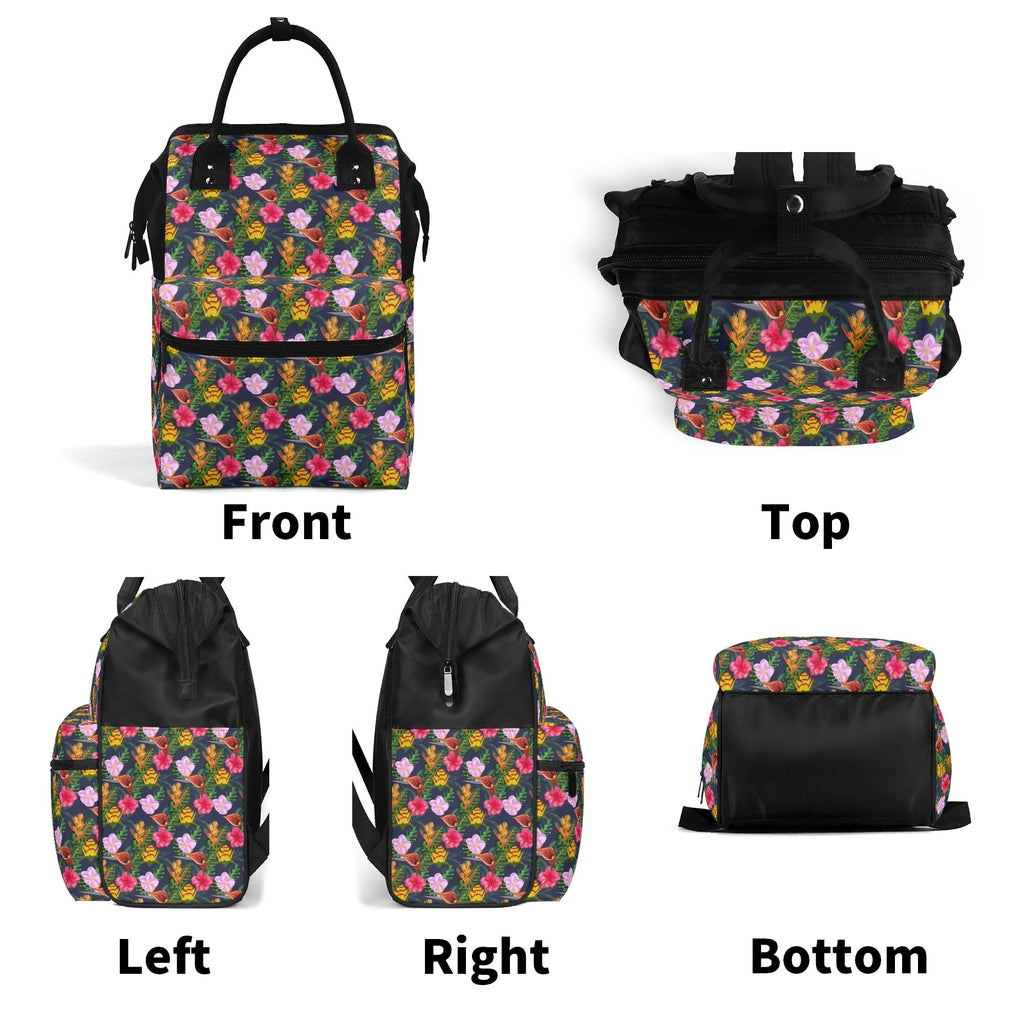 Tropical Floral Multi Pocket Backpack Multi Pocket Backpack Plants Printed Offshore